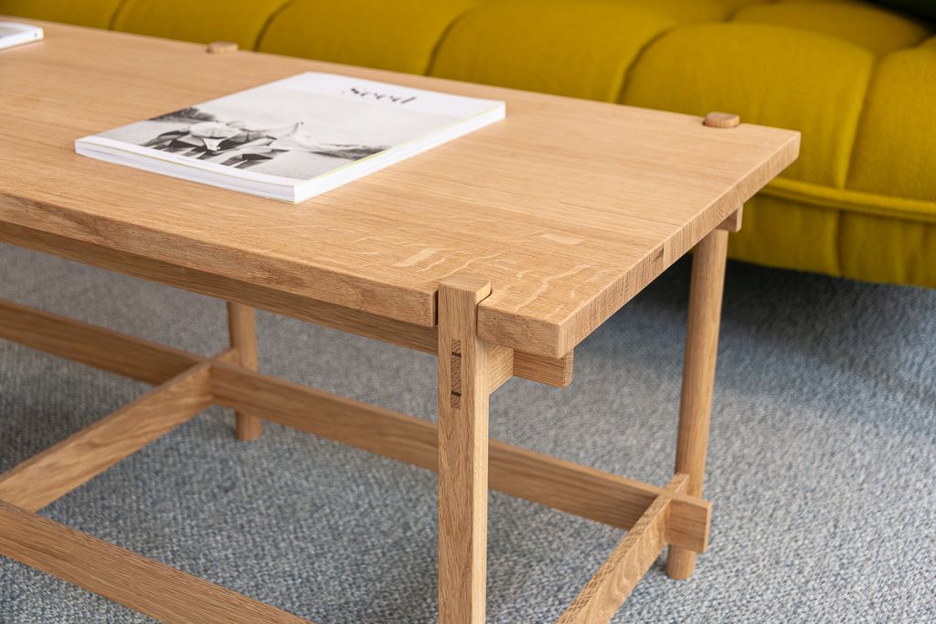 oak coffee side table with through tenon detail
