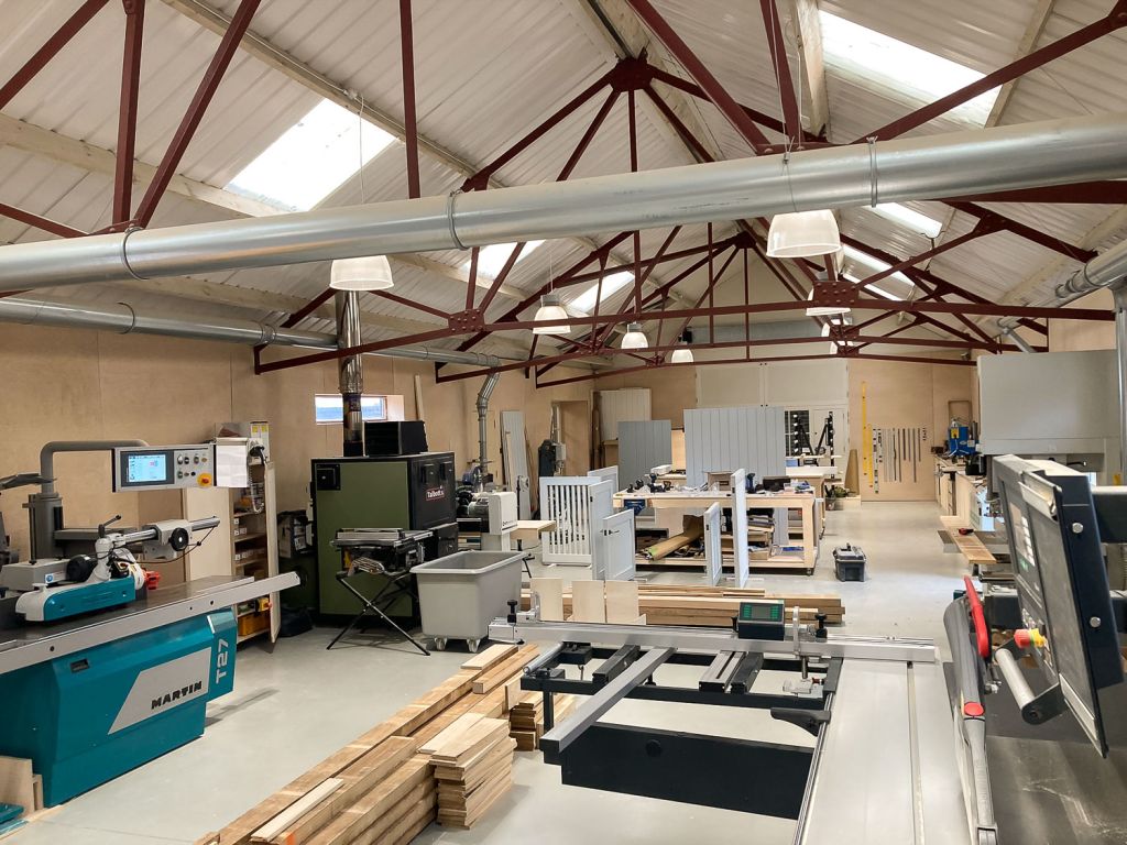 workshop view with machines and timber